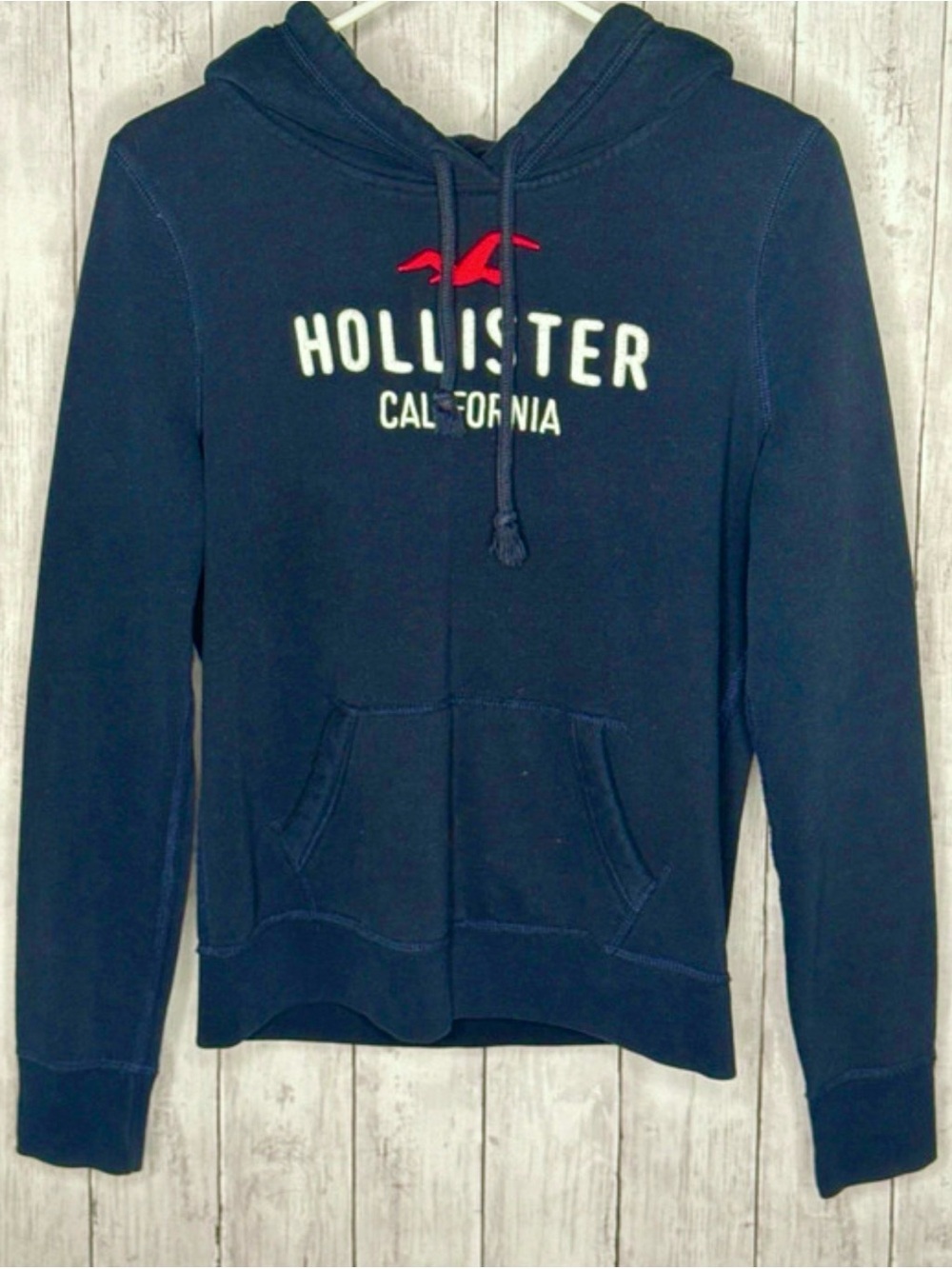 Hollister Navy Hoodie with Red Logo
